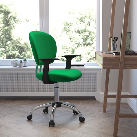 Flash Furniture Mesh Task Chair, 17-1/4" to 21", Fixed Arms, Bright Green H-2376-F-BRGRN-ARMS-GG